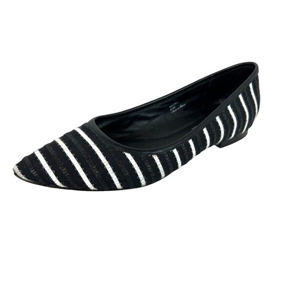 Donald J. Pliner Flats Women's Size 8.5 Pointed Adore Black & White Stripes - Picture 2 of 11
